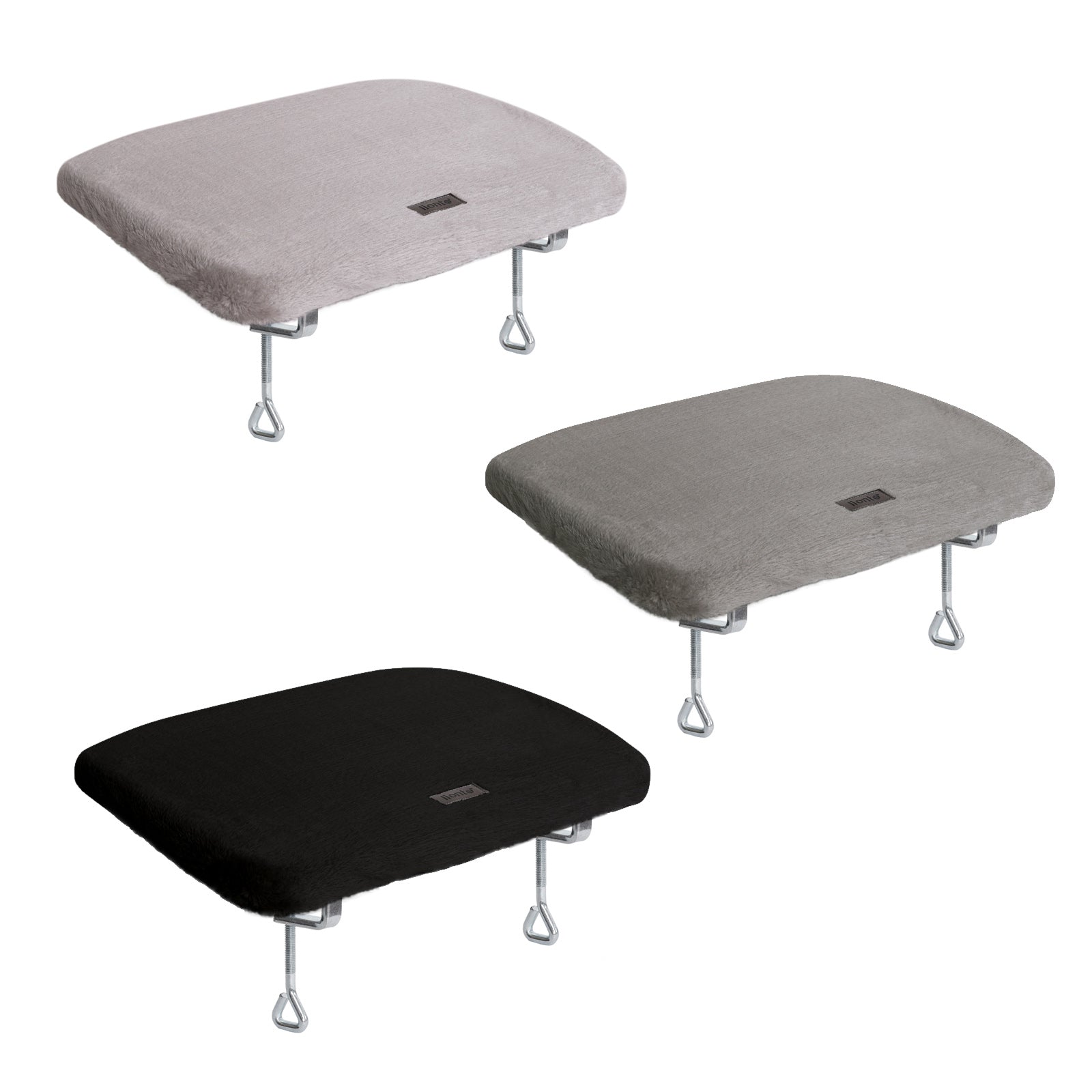 Fensterbankliege für Katzen in hellgrau, dunkelgrau und schwarz mit zwei Schraubzwingen