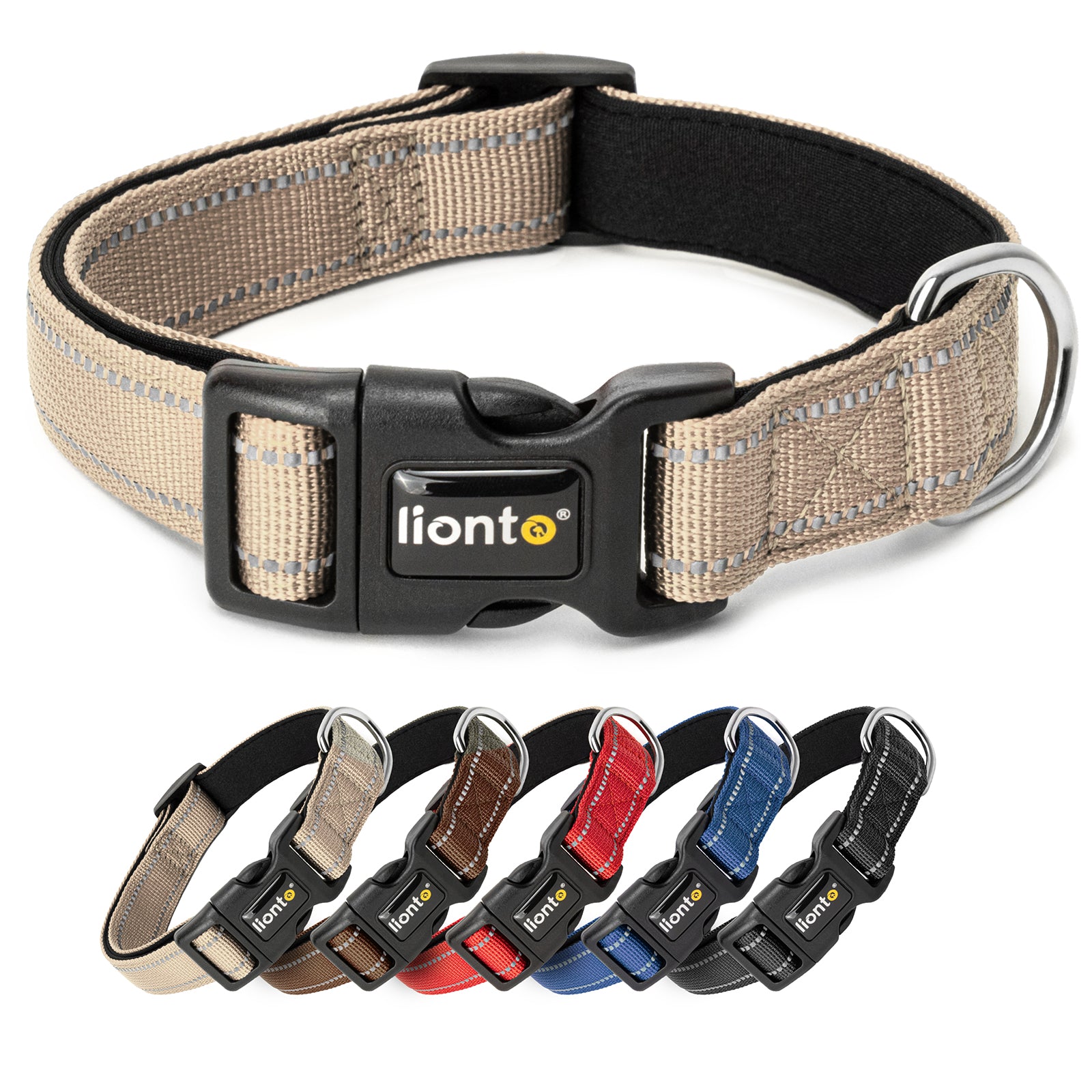 beiges Halsband für Hunde mit verstellbarer Länge und Sicherheitsverschluss