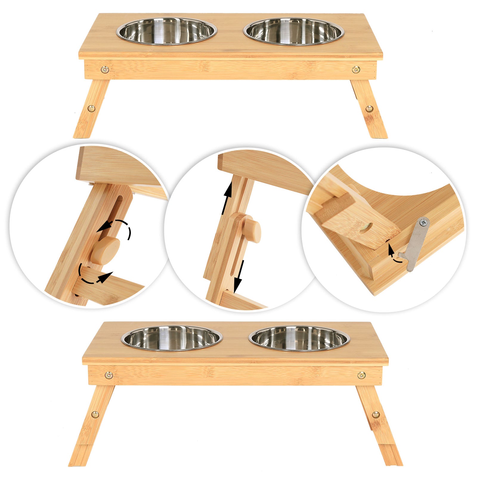 Voederstation voor katten met bamboeframe