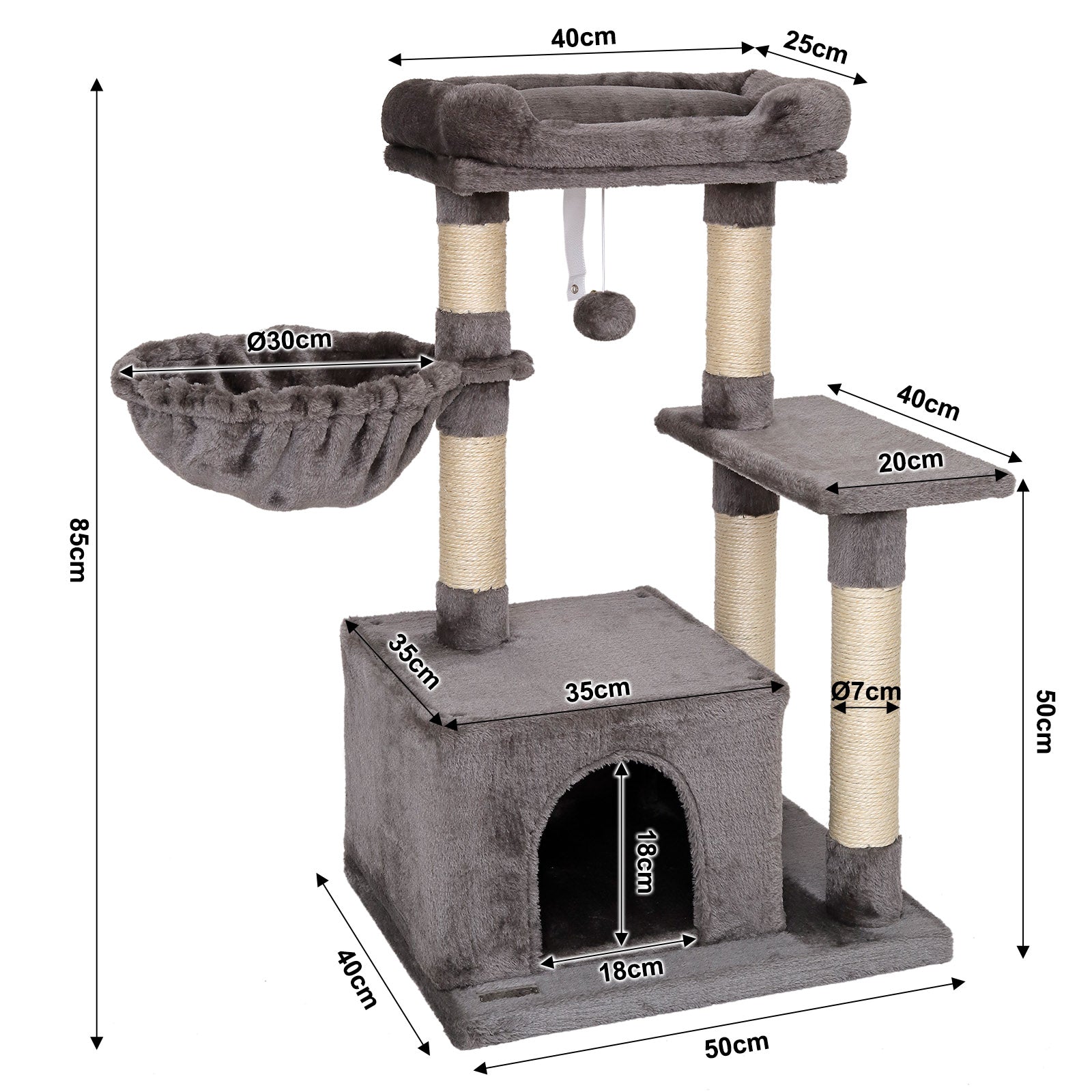 Krabboom klimboom krabpaal kattenboom hoogte 85 cm diverse kleuren