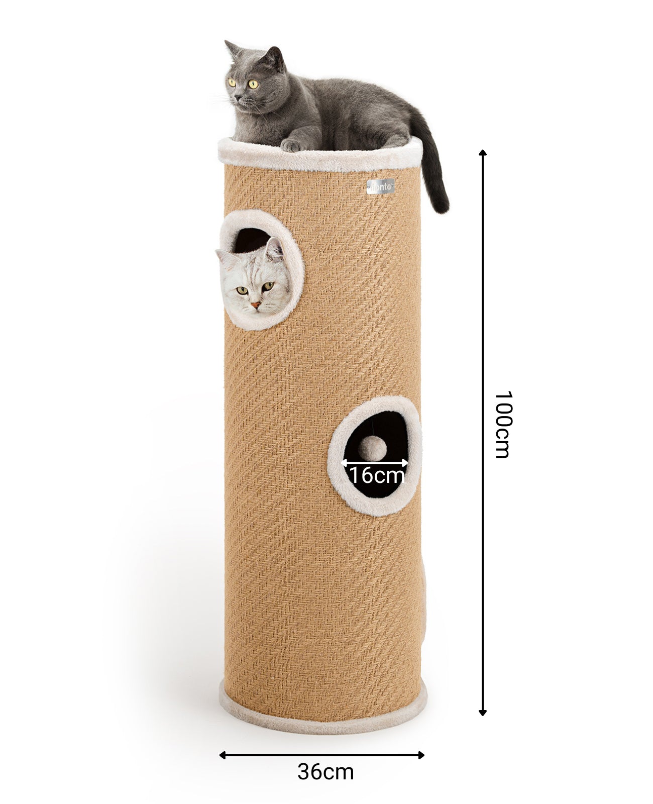 lionto Krabton van jute, speelbal en pluche rand, verschillende hoogtes