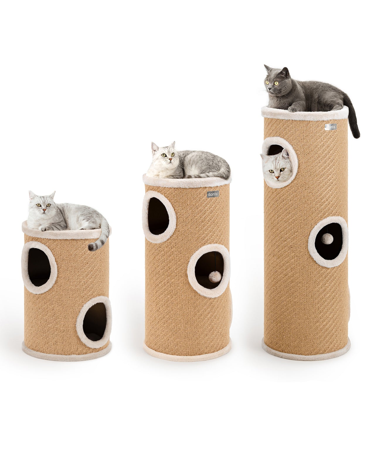 lionto Krabton van jute, speelbal en pluche rand, verschillende hoogtes