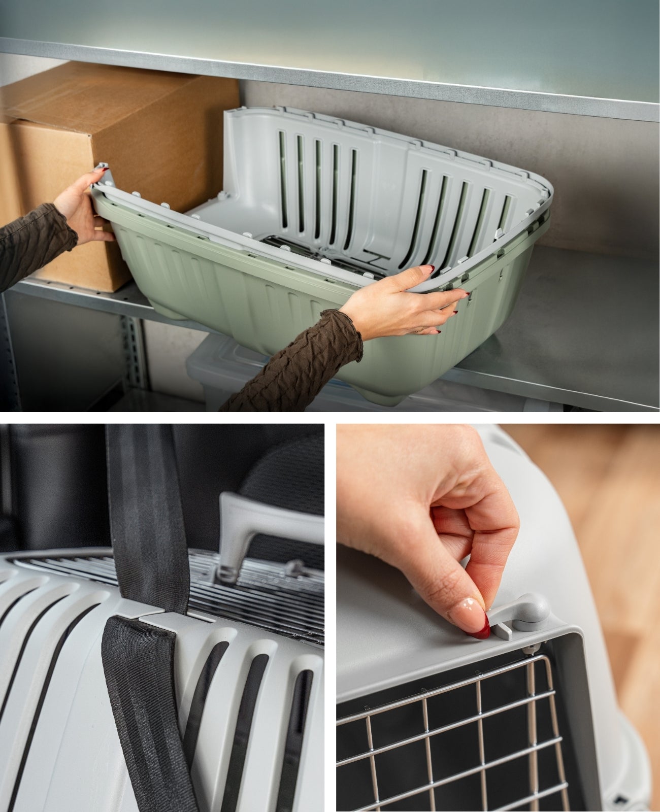 lionto Katzentransportbox aus Kunststoff mit Metalltür und -öffnung, 58,5x35,5x40 cm