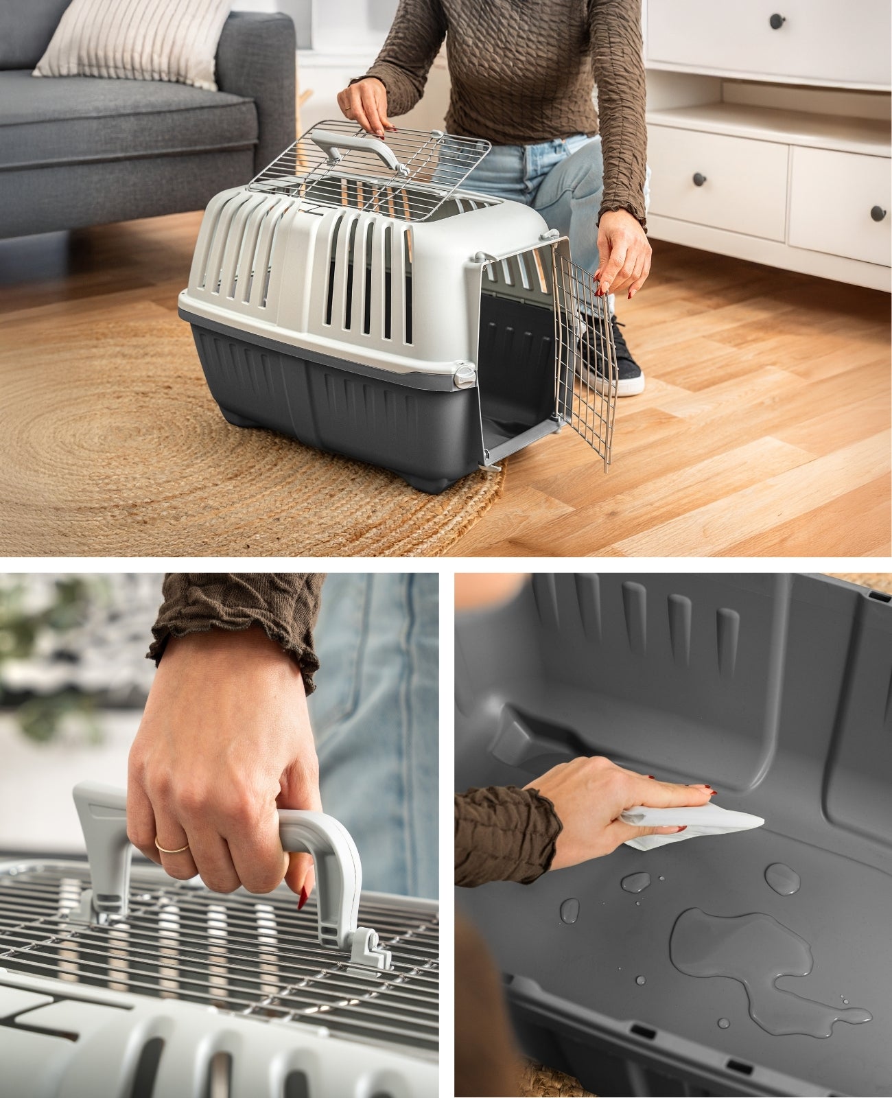 lionto Transportbox voor dieren met metalen deur, 58,5x35,5x40 cm