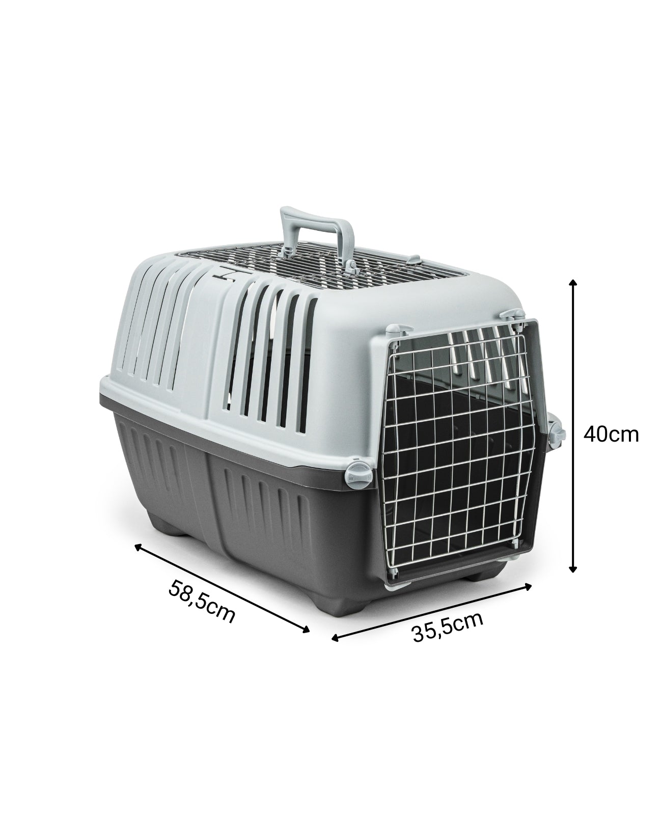 lionto Katzentransportbox aus Kunststoff mit Metalltür und -öffnung, 58,5x35,5x40 cm