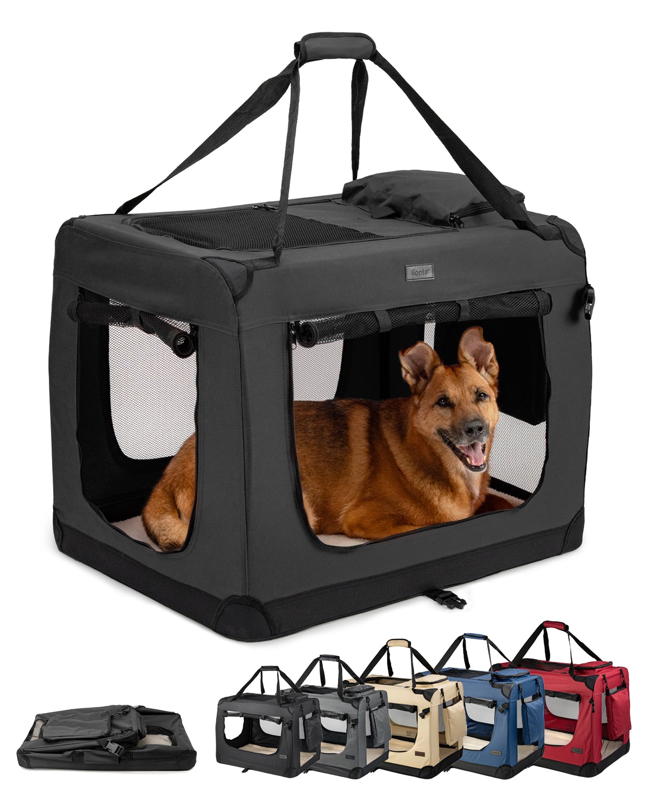 lionto Hondentransportbox hondzak opvouwbare hondentas verschillende maten kleur zwart