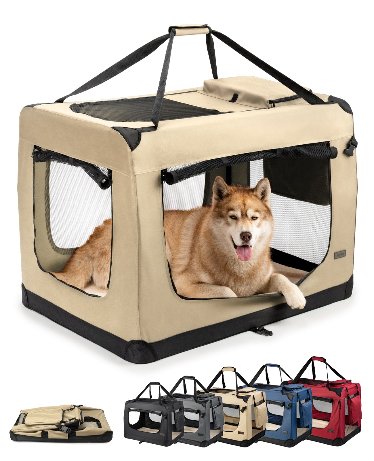 lionto Hondentransportbox hondzak opvouwbare hondentas verschillende maten kleur zwart