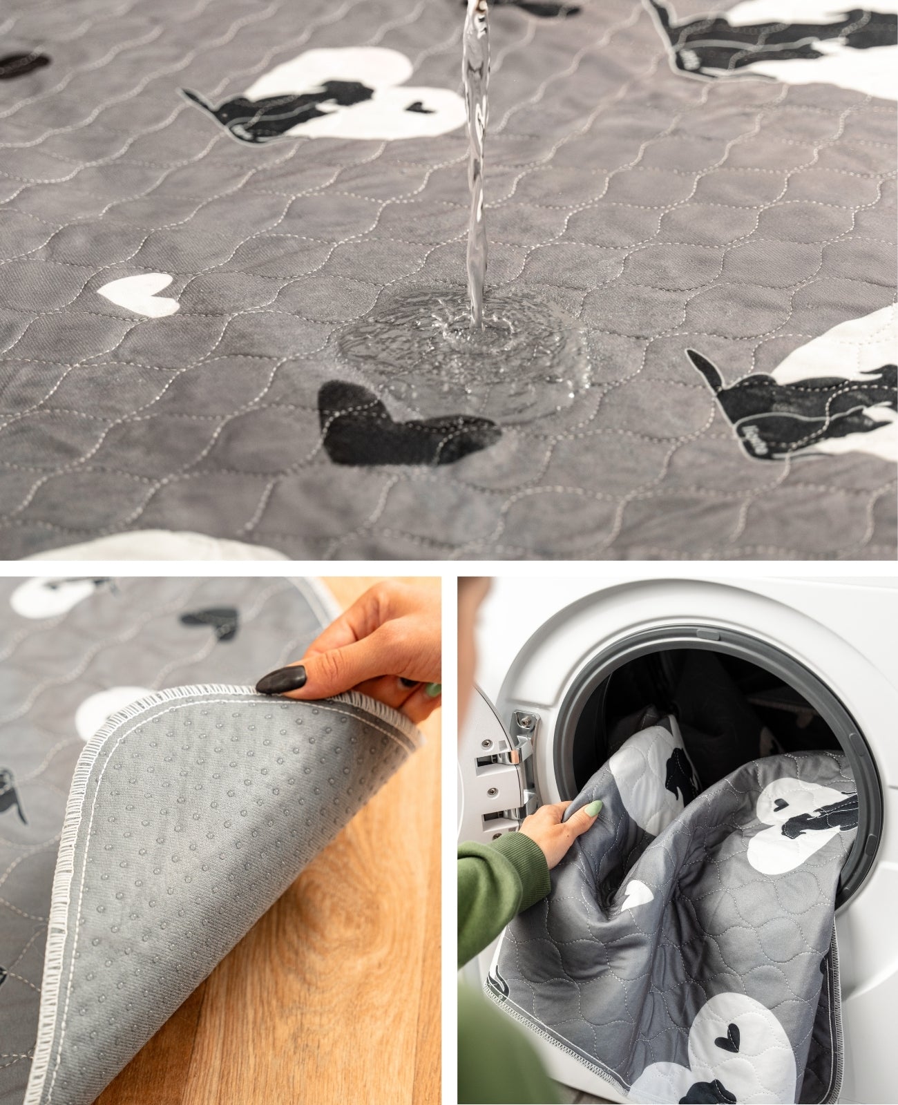 lionto herbruikbare Puppy pads 2-delige set, antislip, grijs