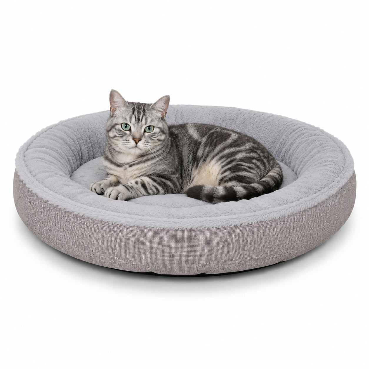 Kattenbed met pluche in donutvorm