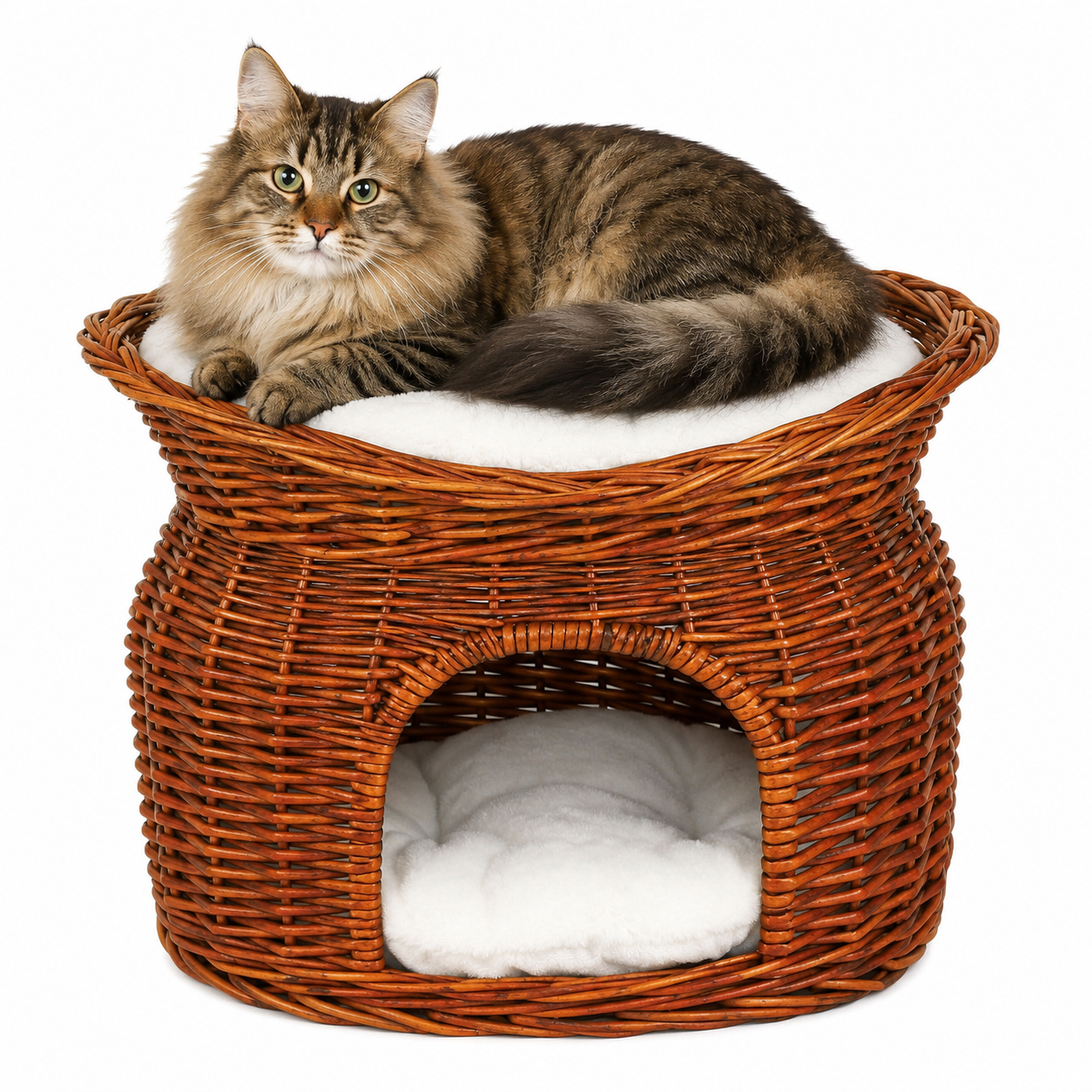 Gevlochten kattenmand wilg Kattenhol met kussen diverse kleuren 55x39x43 cm