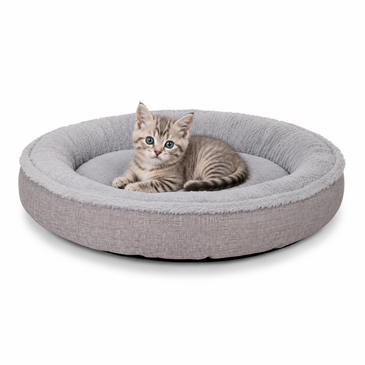 Kattenbed met pluche in donutvorm