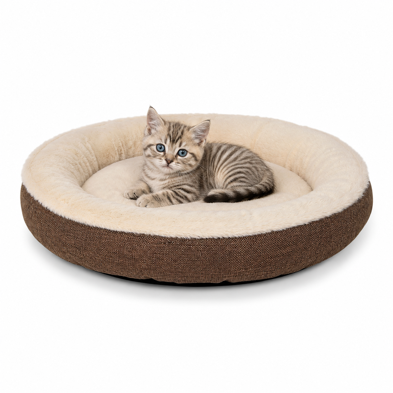 Kattenbed met pluche in donutvorm
